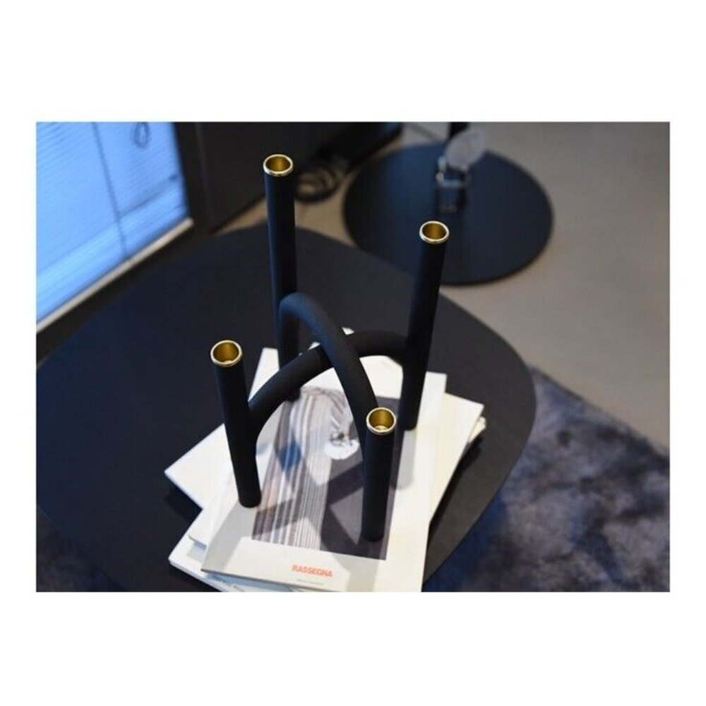 AYTM Angui Candleholder Black Gold Metal Minimalistic Luxury